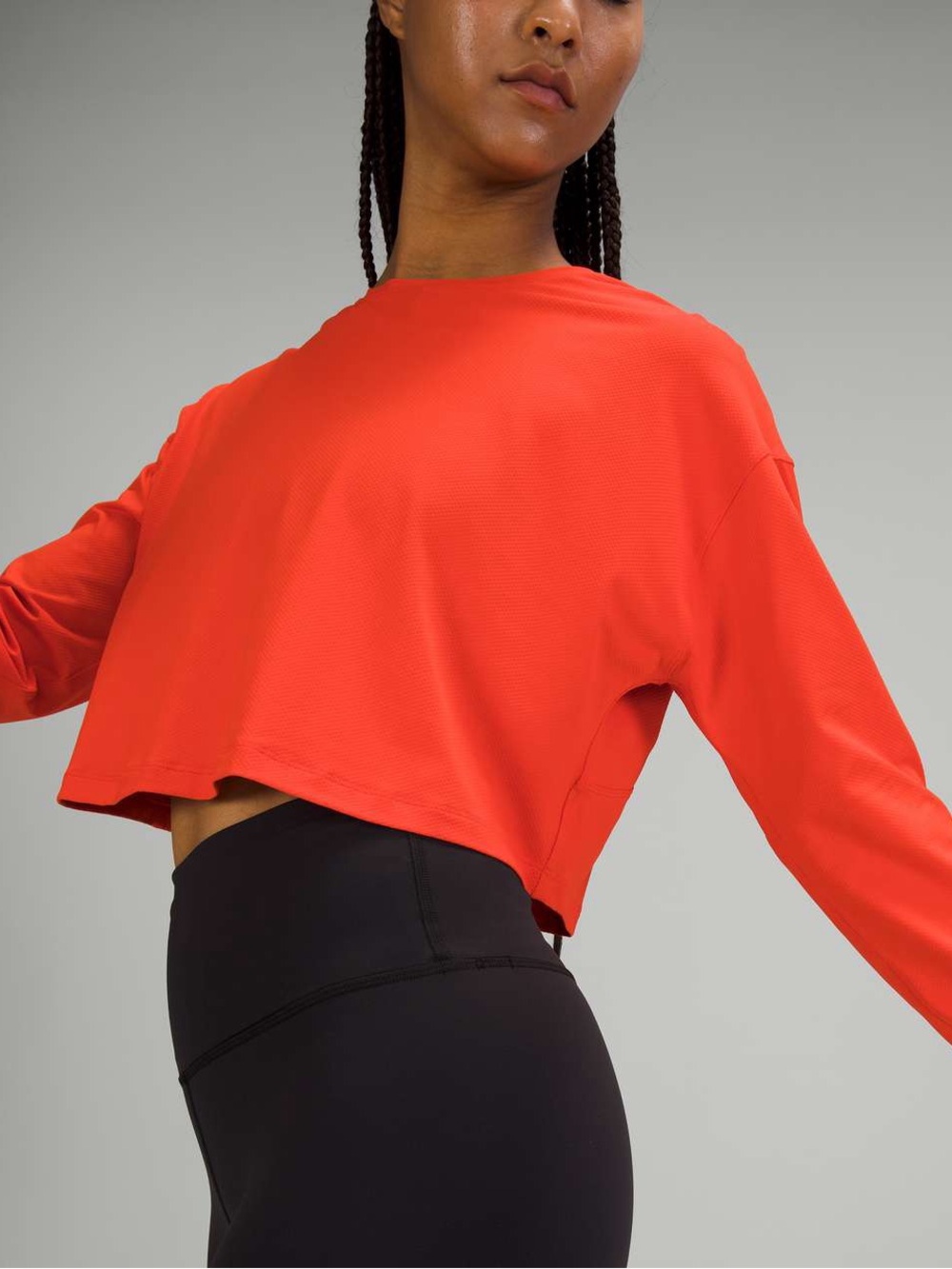 Lululemon Cropped Long-Sleeve Top - Bright Orange